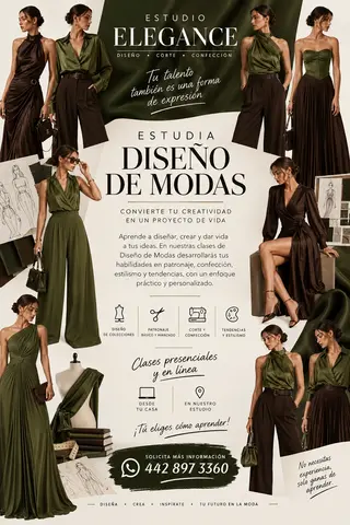 Foto 1 de Studio Elegans pone a tu disposición cursos especializados de Diseño Corte y Confección,con opción a certificacion ofici